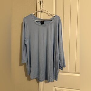 JM Collection Relaxed Blue Tunic with 3/4 Sleeves